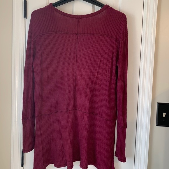 Maroon Free People V-neck Thermal Tunic - Picture 3 of 5
